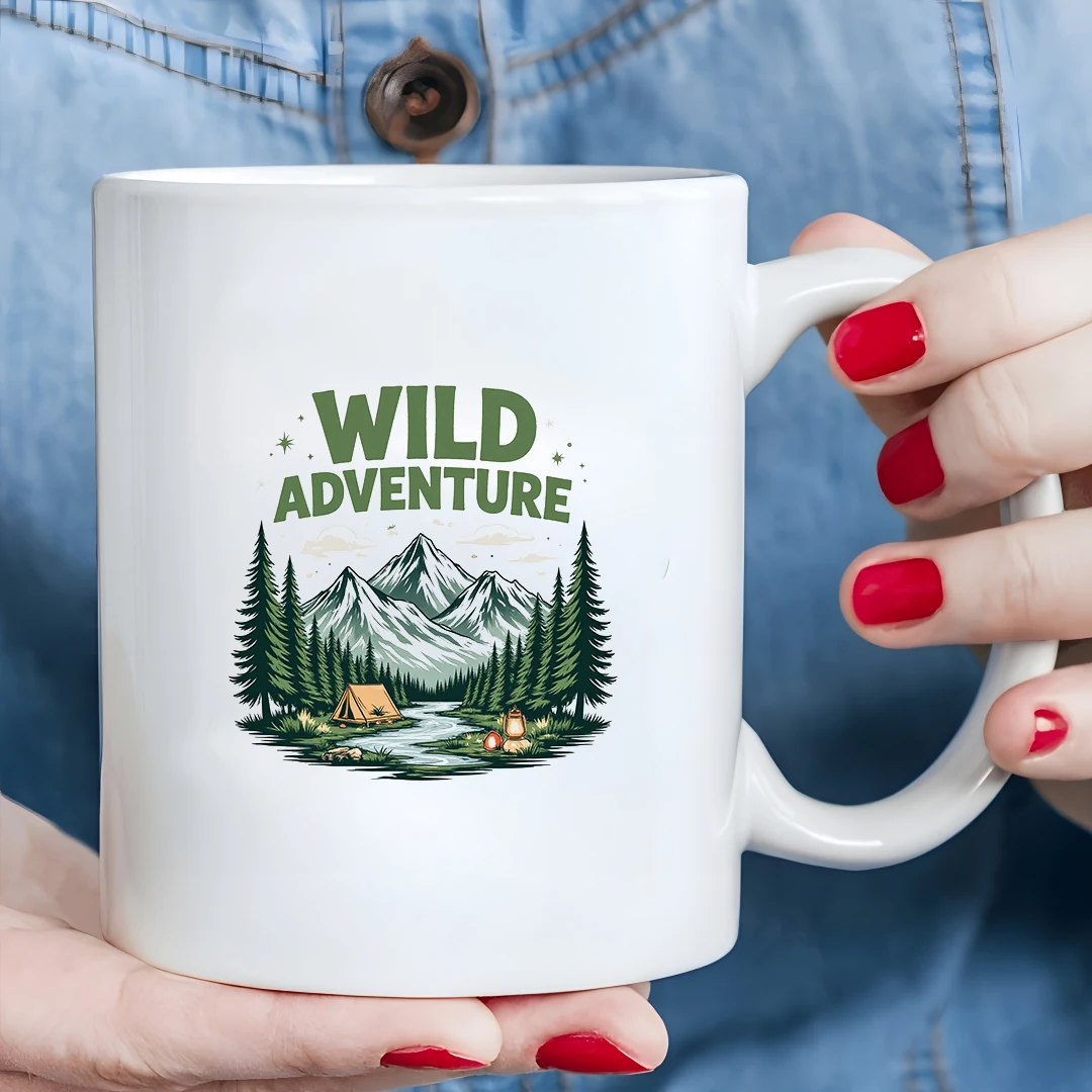 

11oz Vintage Hand-painted Mugs Adventure Family Cup Christmas Gift Travel Camping Cup