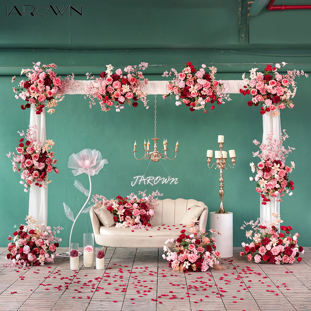 

Wedding Decorations 10Pcs Red Pink Series Artificial Rose Hydrangea Dahlia Flower Arrangement Outdoor Gazebo Decorations