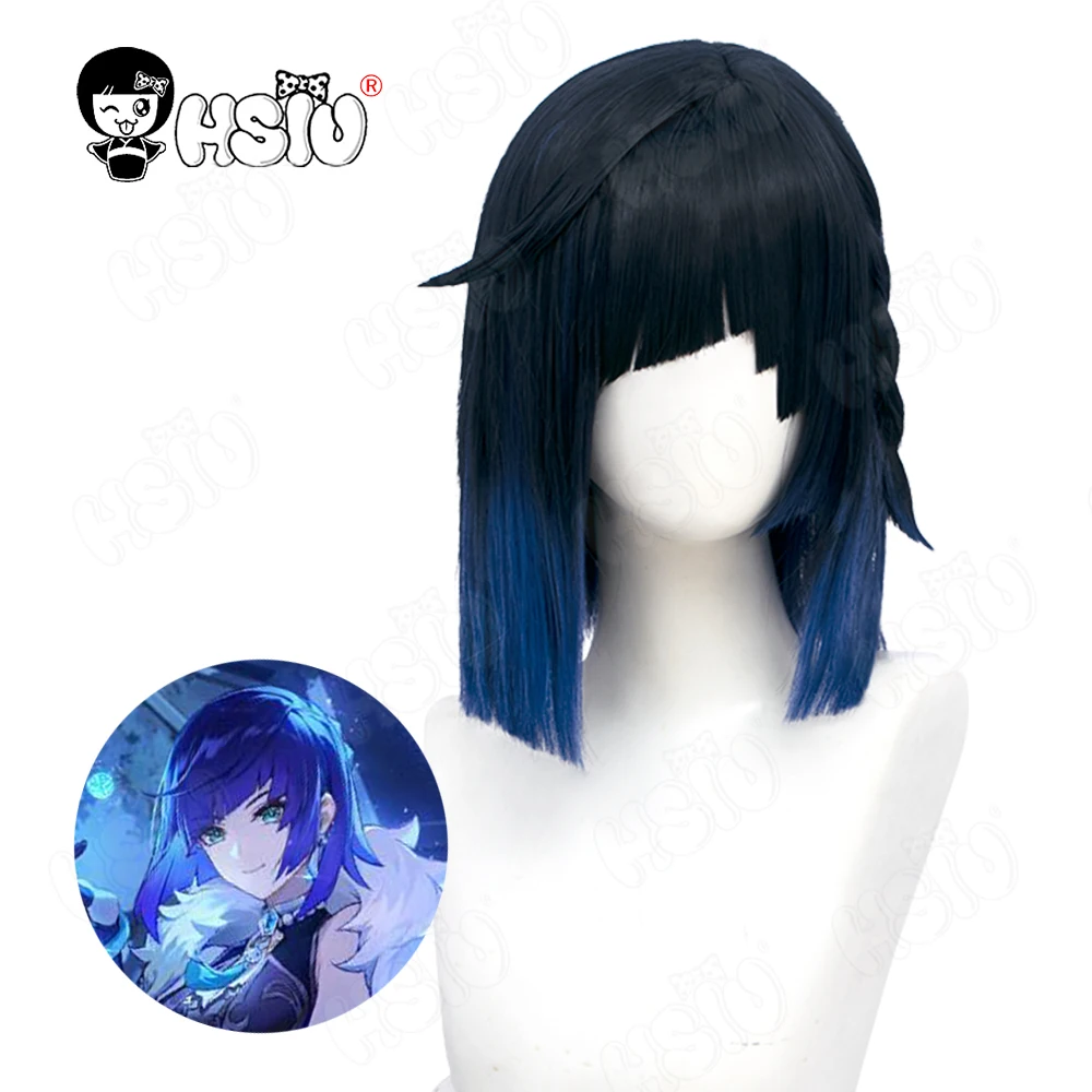 Ye Lan Cosplay Wig Game Genshin Impact Cosplay Fiber synthetic wig「HSIU 」Blue gradient short wig+wig Cap Genshin Impact wig