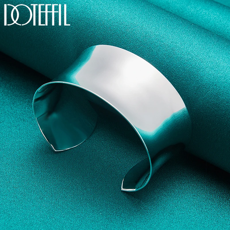DOTEFFIL 925 Sterling Silver 30mm Smooth Bangle Bracelet For Woman Man Wedding Engagement Fashion Charm Party Jewelry