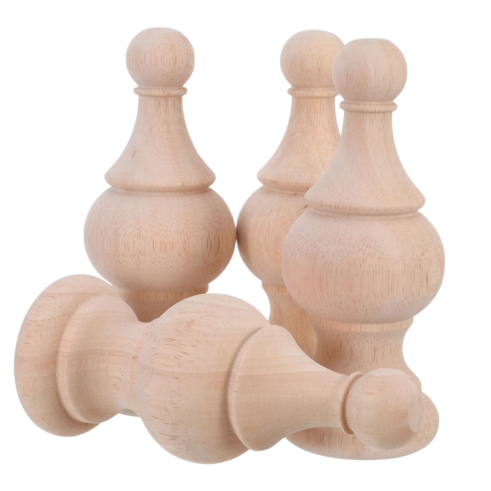 

4Pcs Wooden Decorative Finials - Unfinished Wood Bed Post and Stair Railing Toppers for DIY Crafts Curtain Rods Handrail End