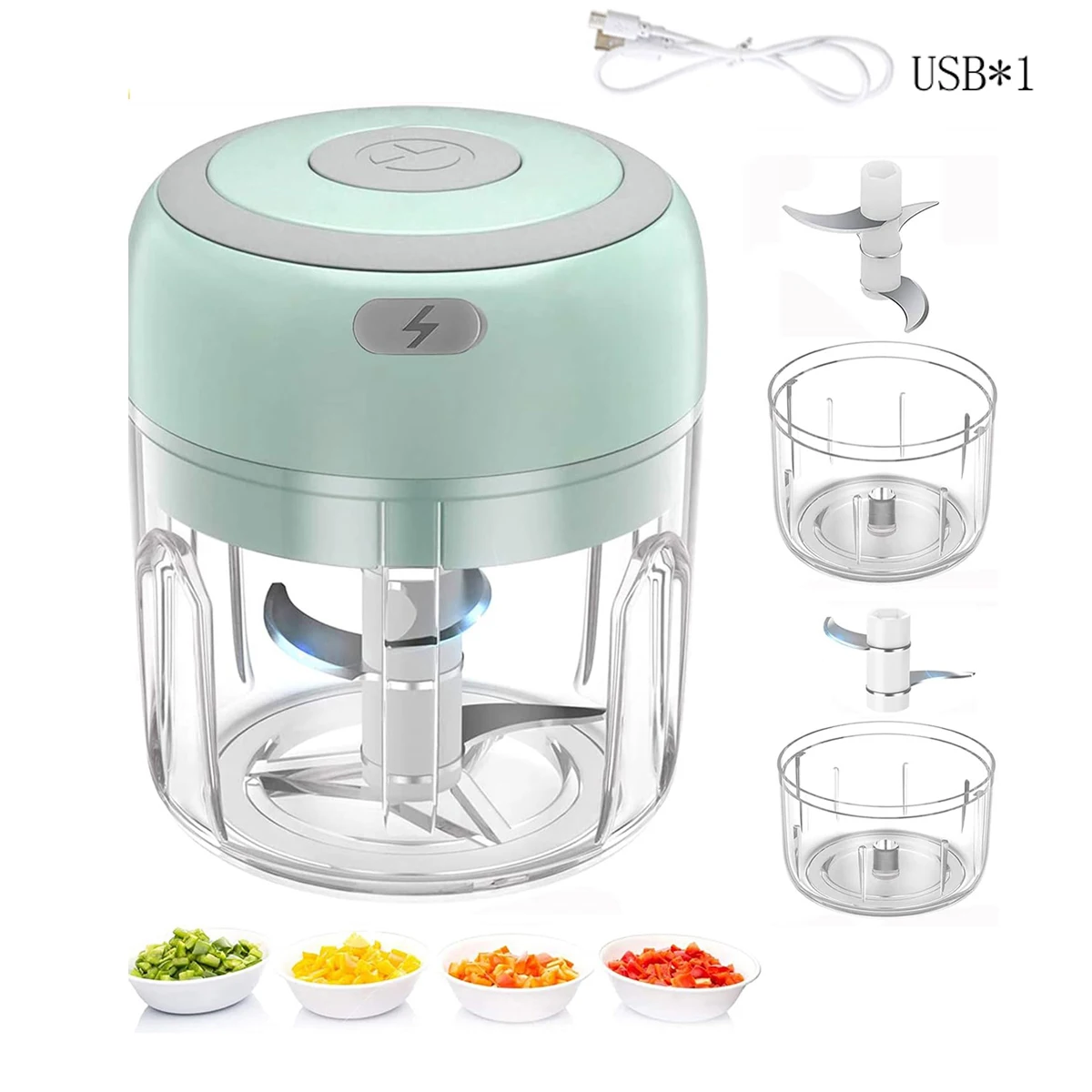 100ml/250ml Electric Mini Garlic Press Chopper - Rechargeable USB Masher with Powerful Lithium Battery, Easy Meat Grinder