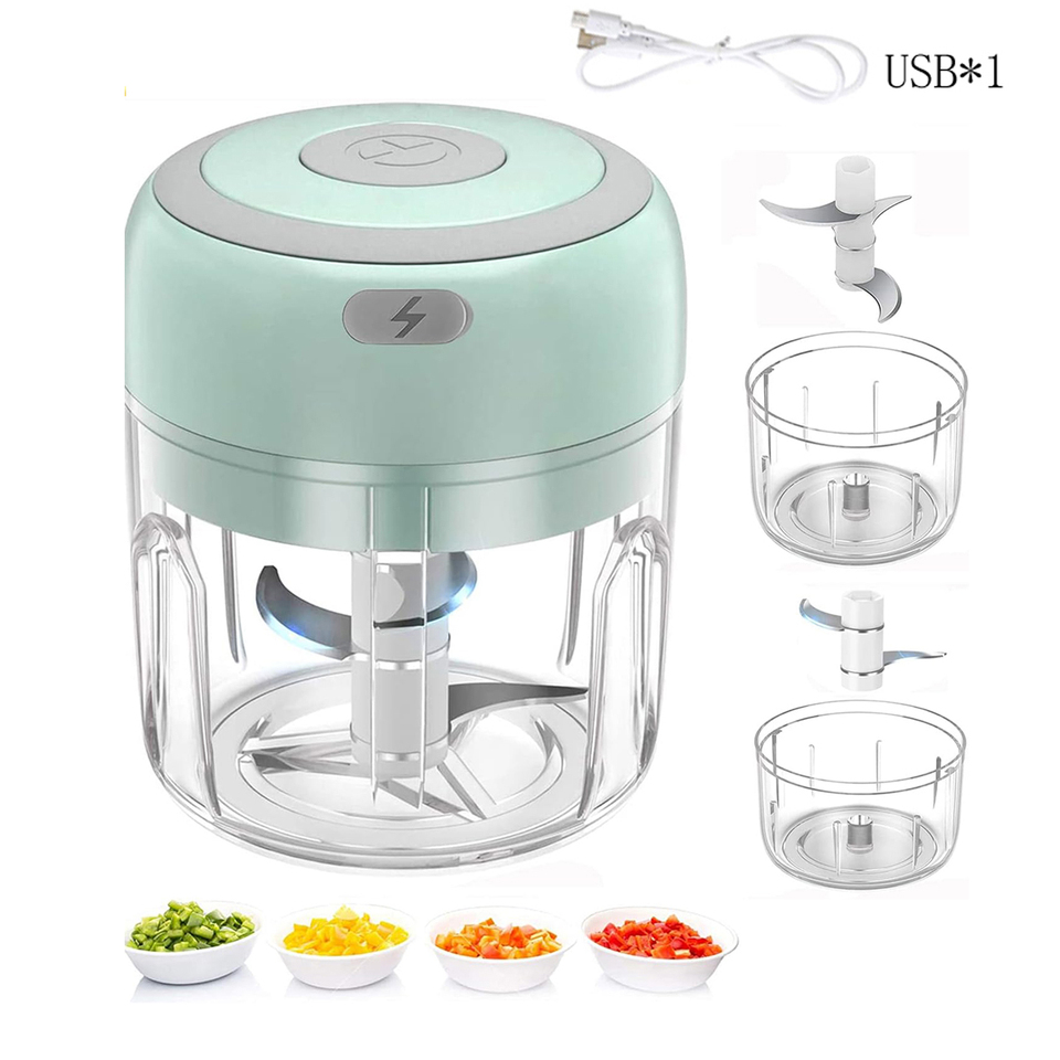  100ml/250ml Electric Mini Garlic Press Chopper - Rechargeable USB Masher with Powerful Lithium Battery, Easy Meat Grinder 