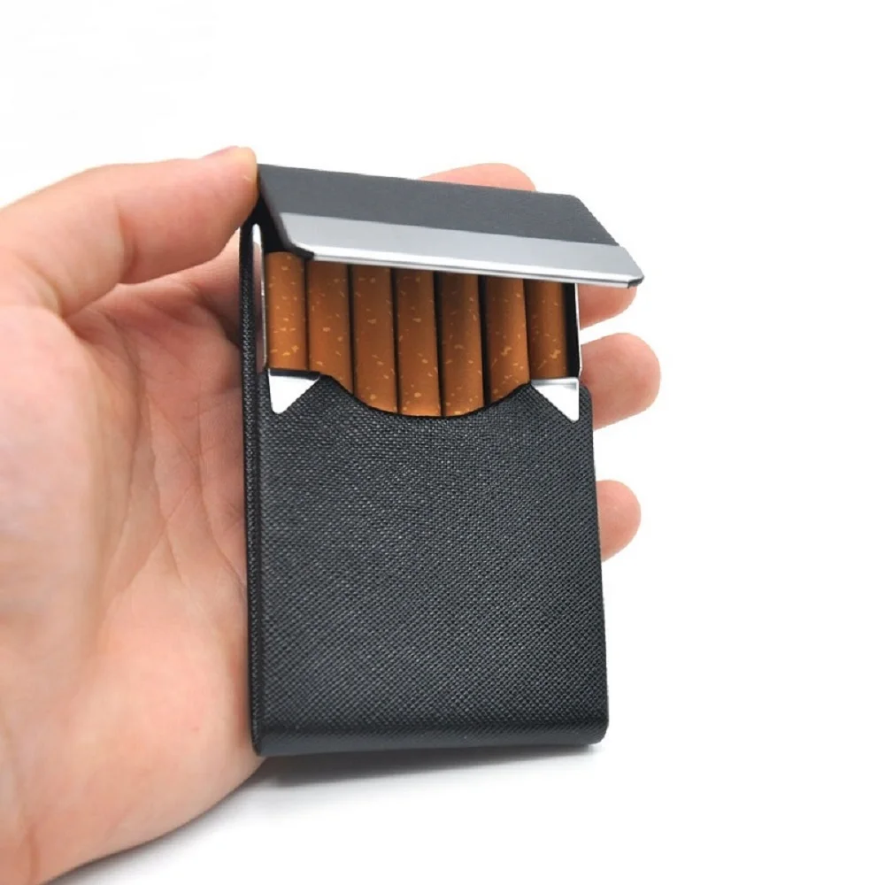 Smoking Accessories Cigarette Case 1 PC Cigar Storage Box Stainless Steel Multifunction Card Cases PU Tobacco Holder