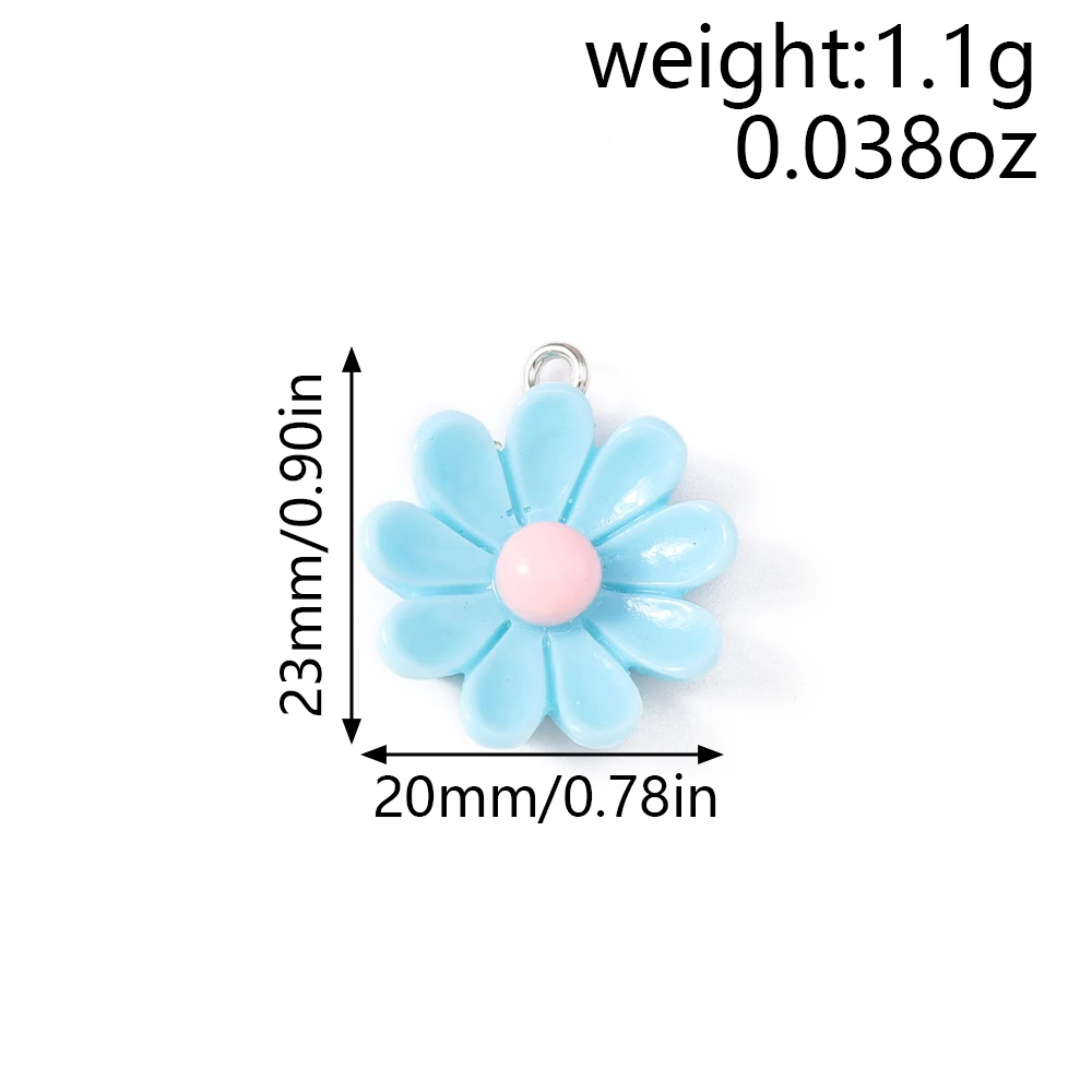 Tusember 10 Stück niedliche Kawaii-Blumenanhänger aus Kunstharz, bunte Gänseblümchen-Charms für Ohrringe, Armbänder, Halsketten, DIY-Schmuckzubehör – Detail 1