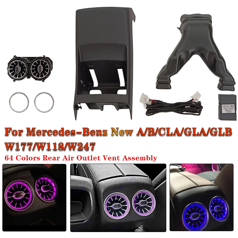 Für Mercedes-Benz Neue A/B-Klasse W177 W247 CLA C118 GLA/GLB X247 64 Farben Ambientebeleuchtung Leuchtende Turbinen-Luftauslässe