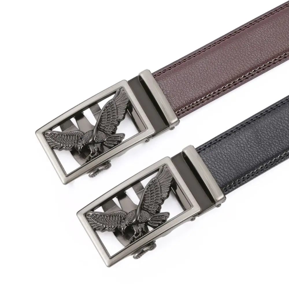 حزام عمل كاجوال على شكل نسر تصميم فاخر عتيق حزام بإبزيم تلقائي من جلد البولي يوريثان للرجال