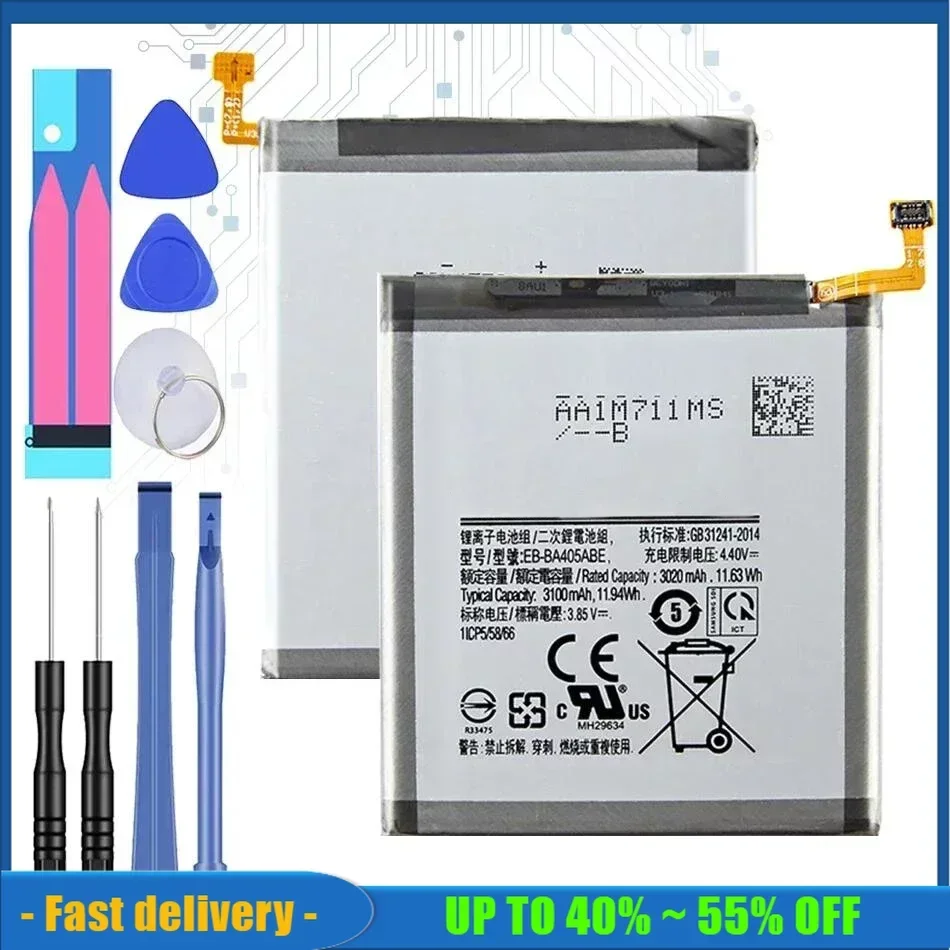 

EB-BA405ABU/EB-BA405ABE 3100mAh Replacement Battery For SAMSUNG Galaxy A40 2019 SM-A405FM/DS A405FN/DS GH82-19582A + Tools