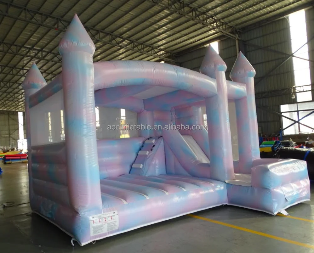 Party rental bounce house combo slide Pastel tie dye inflatable wedding jumping bouncy castle