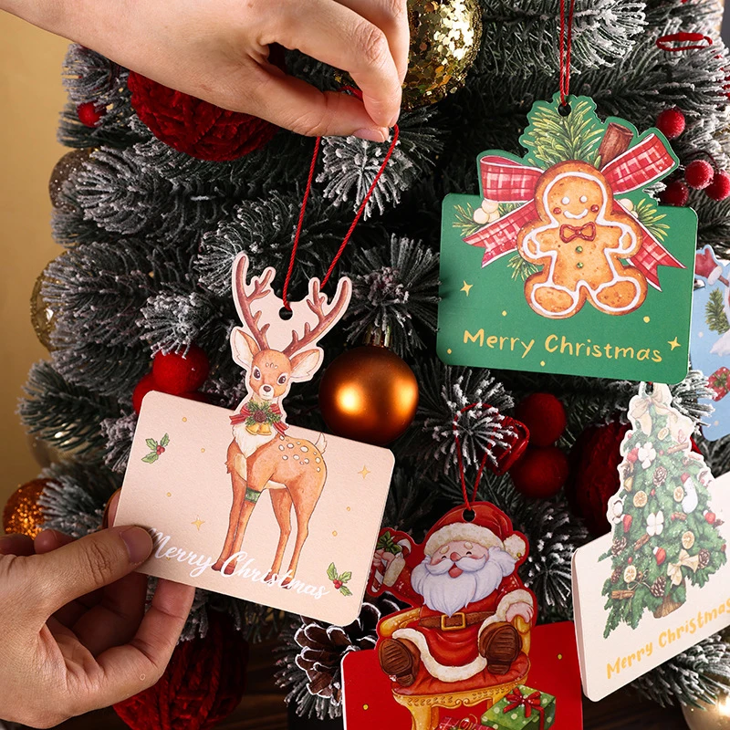 10Pcs Christmas Greeting Card Kids Mini Christmas Blessing Greeting Cards New Year Postcard Gift Card