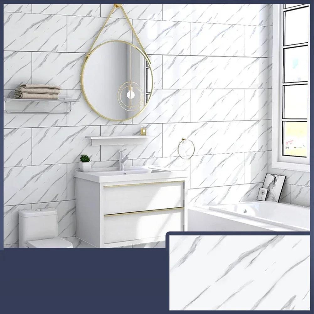 High Quality Wall Sticker Tile Stickers Oil Proof Wallpapers Backsplash DIY Home Office Decor Marble Tiles Sticker