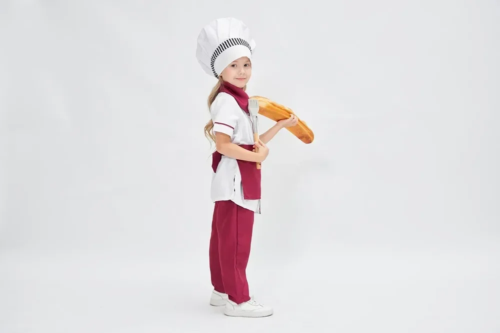 زي خيالي للأطفال أطقم خباز الحلوى التنكرية للرجال والنساء ملابس العمل لشيف الطعام الغربي #4