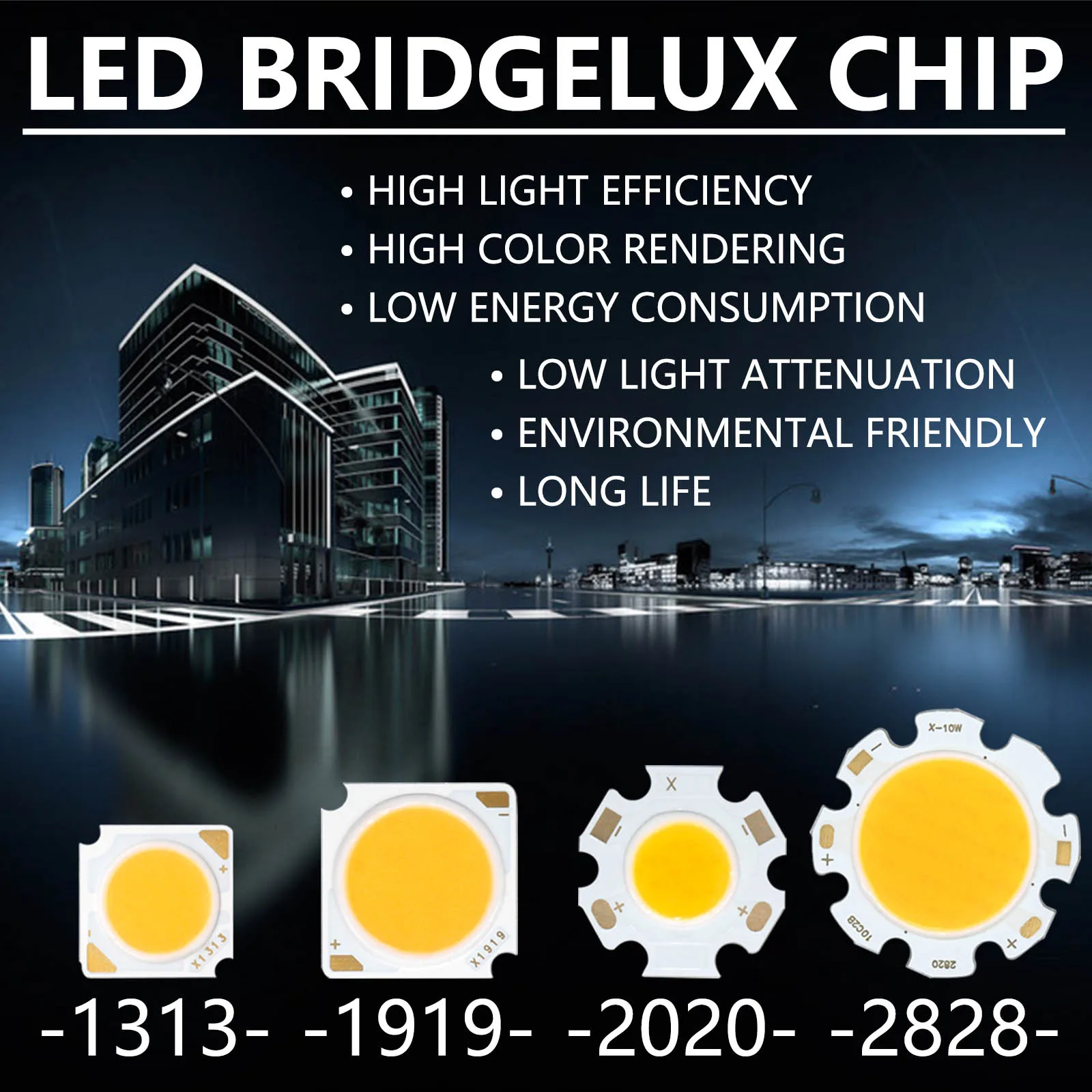 Bridgelux COB LED Chip 3W 5W 7W 10W 20W 30W 40W Light Emitting Diode LED Module Matrix 1313 2020 2828 1919 for Bulb Downlights