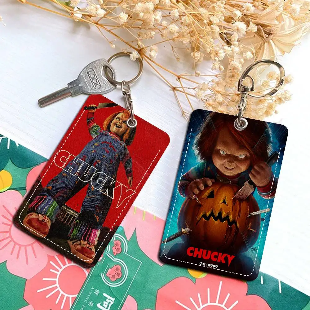 Chucky Horror Movie Badge Holder Keychain For Bank Business Work Card Holder Student Card Protective Case Bus Card