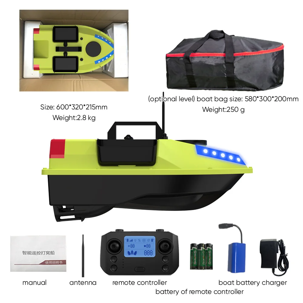 GPS RC Bait Boat 600M Wireless Remote Control Fishing Bait Boat Fishing Feeder Boat with 3 Bait Containers