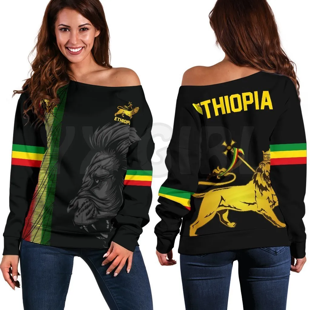 YX GIRL Ethiopia United 3D Printed Novelty Women Casual Long Sleeve Sweater Pullover