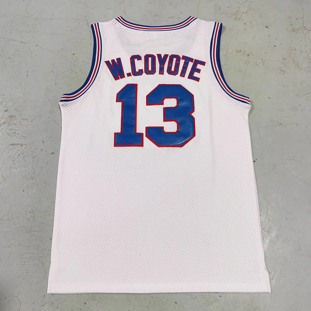 Trillest Space Jam Bugs 1 Lola 10 Murray 22 TAZ D.Duck 2 White Tune Squad Basketballtrikot Herrenbekleidung Familien-Set – Detail 11