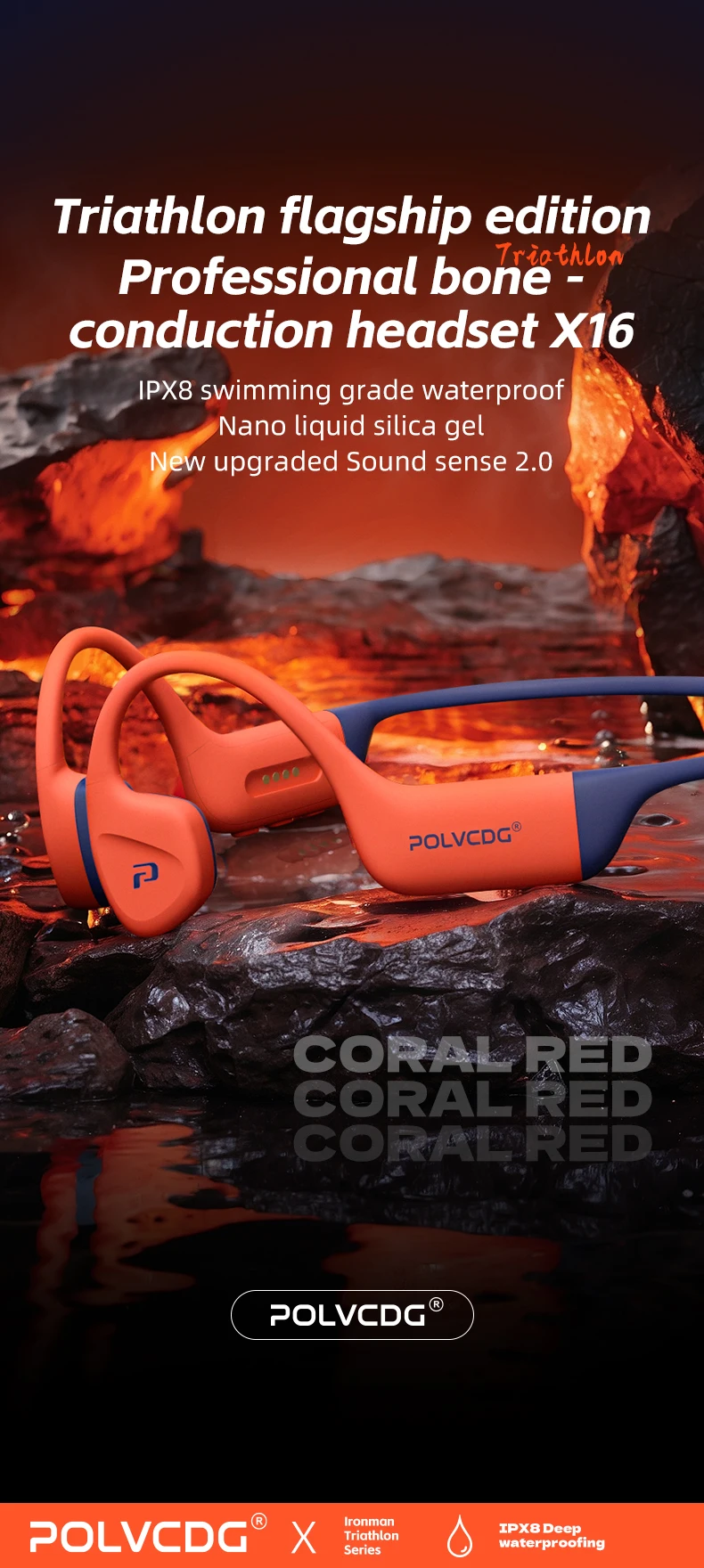 POLVCDG Knochenleitungs-Kopfhörer IPX8 Wasserdicht 32GB Speicher Bluetooth 5.4 Silikonmaterial 2024 Neues Produkt X16 – Detail 2