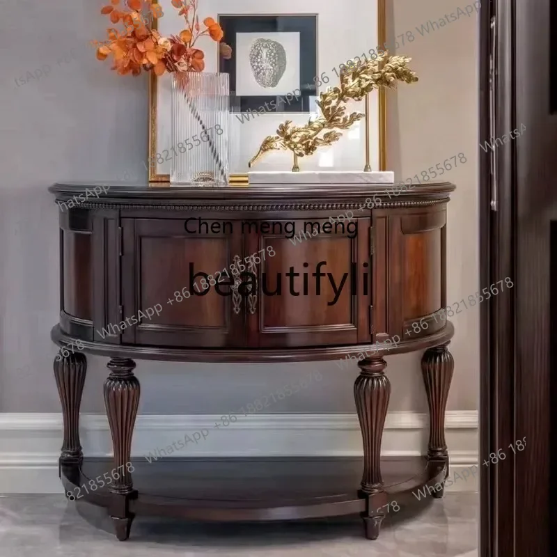 

N178 G American living room household solid wood entrance semi-round entrance table corridor side cabinet
