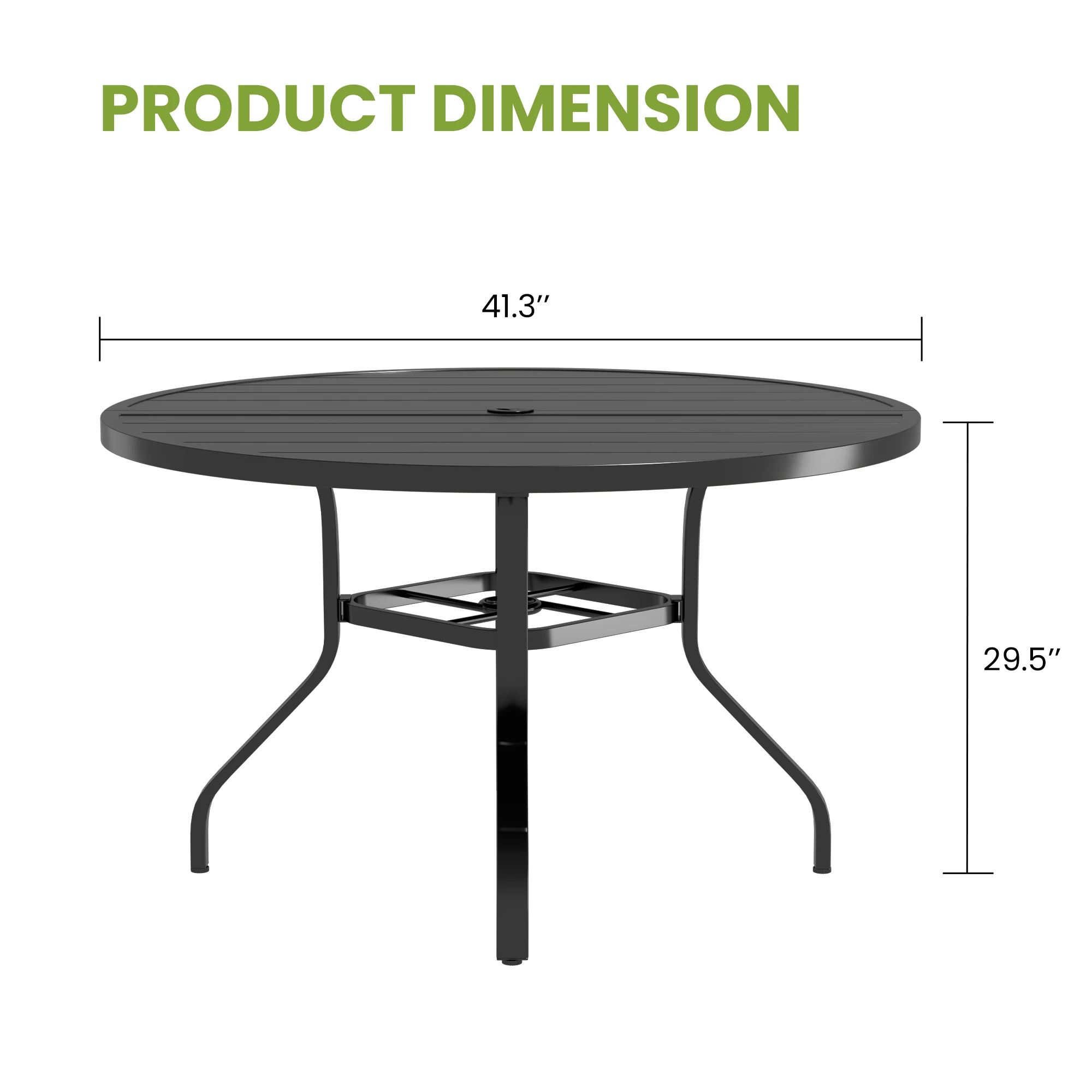 Outdoor Patio Dining Table, 41" Round Patio Table with 1.57" Umbrella Hole, Metal Tables for Patio, Graden, Backyard, Poolside image 2