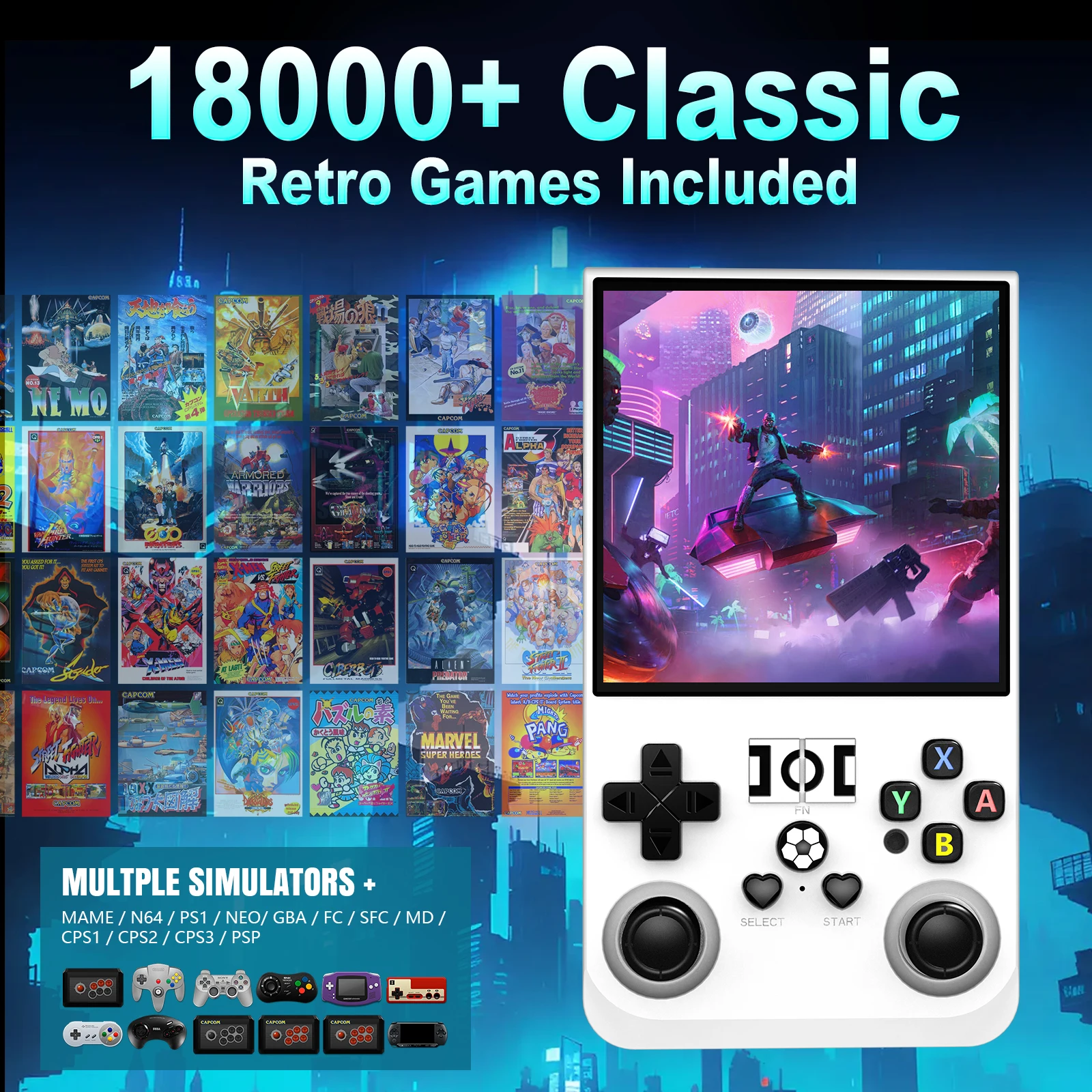 Retro R36 Pro Console de videogame portátil com tela IPS de 3,5 polegadas Leitor de bolso portátil com sistema Linux de jogos pré-carregados de 128 GB