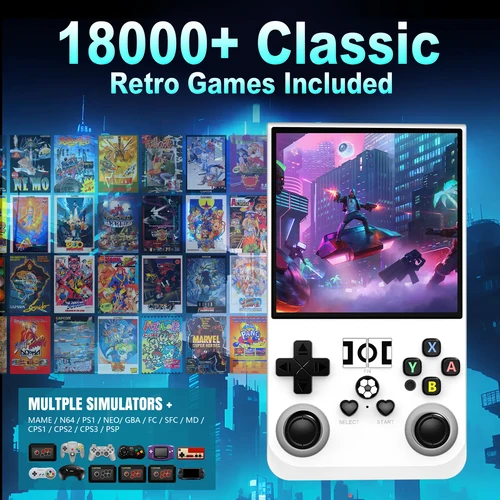 Imagen 2 del producto Consola de videojuegos portátil Retro R36 Pro, reproductor de bolsillo portátil con pantalla IPS de 3,5 pulgadas y sistema Linux de juegos precargados de 128GB