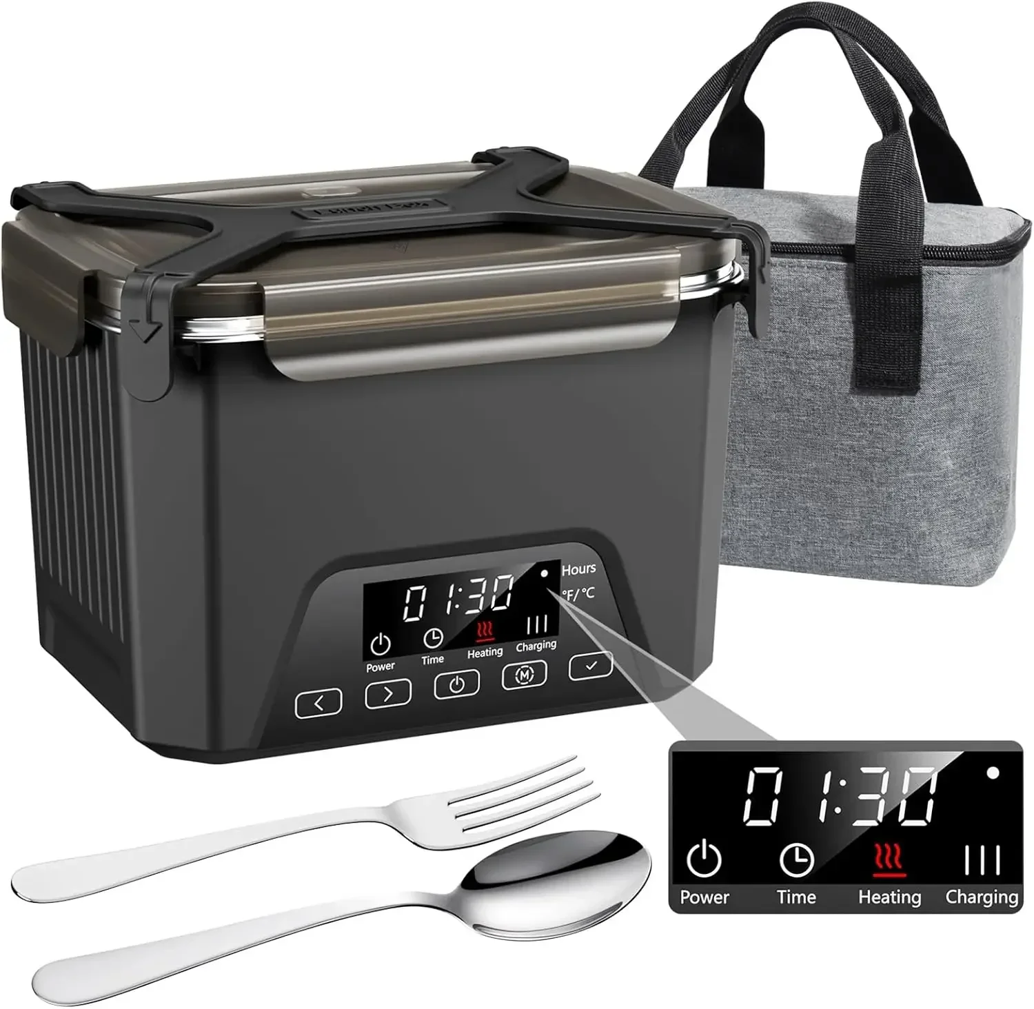 Cordless Electric Lunch Box, 1.2L Self Heating Lunch Box Battery Powered with Automatic Heating, BPA Free, Meal Prep Friendly, P