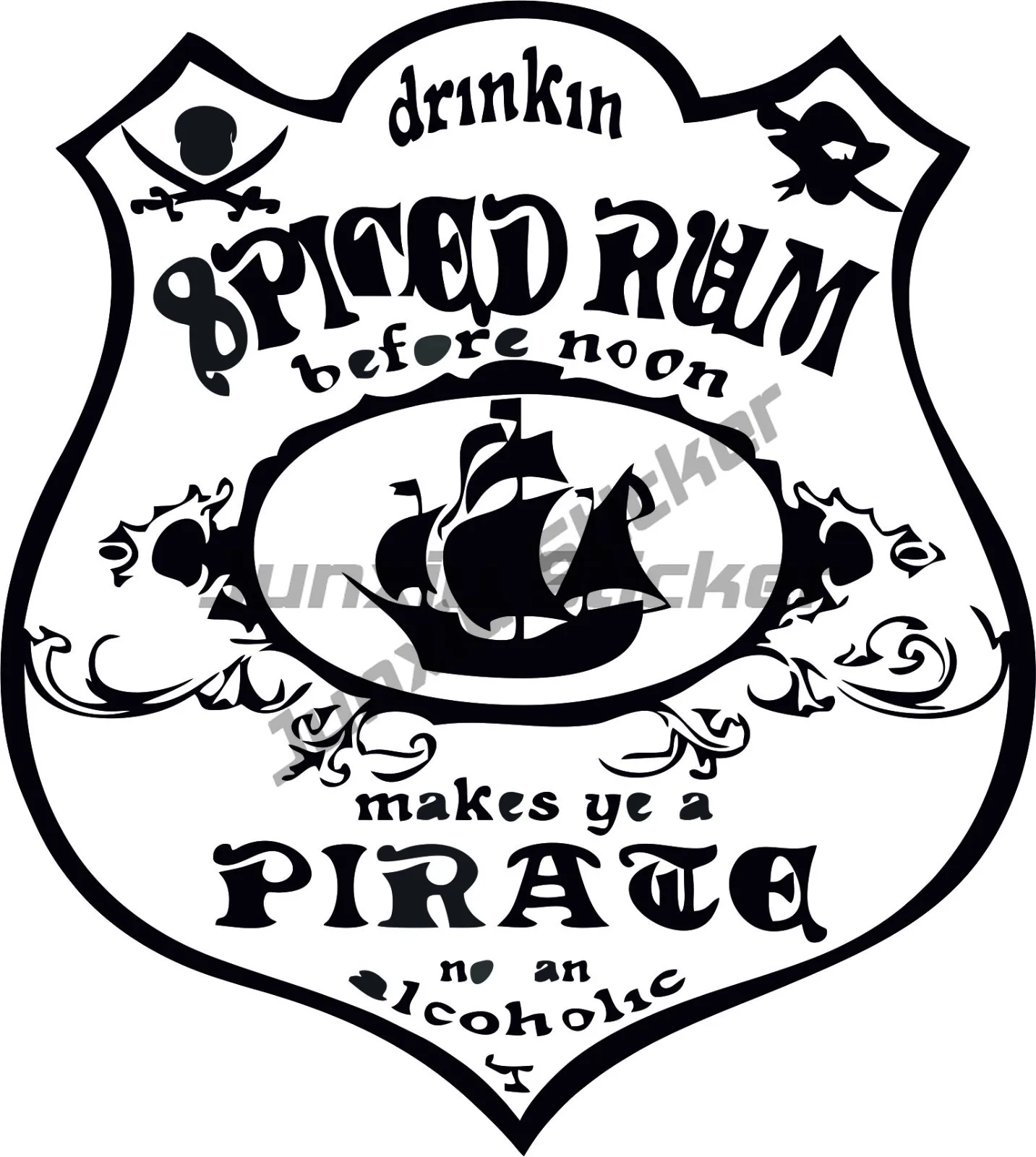 

DRINKIN SPICED RUM BEFORE NOON PIRATE ALCOHOL FUNNY VINYL STICKERS BAR HOME