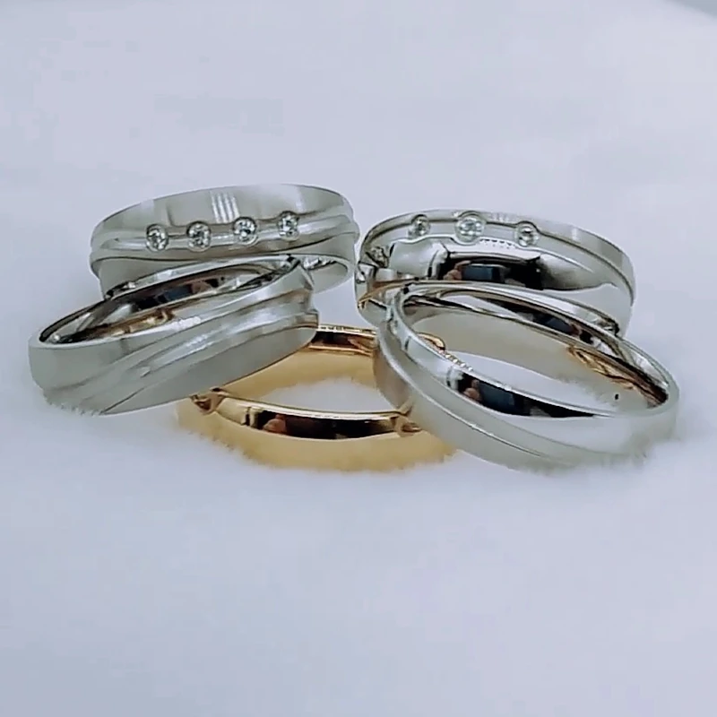 Alliance Wedding Rings For Men And Women White Color Stainless Steel Jewelry For Couple No Rust Or Fade