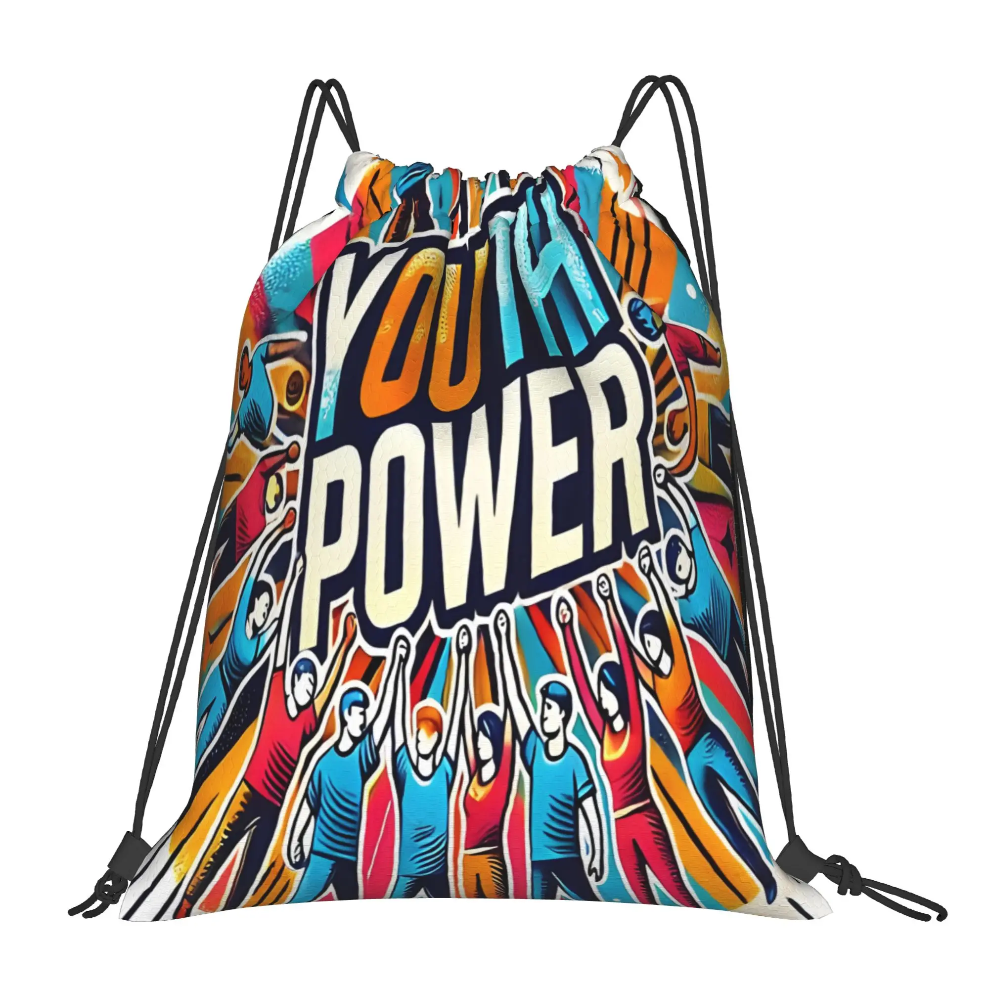 Youth Power Youth Day Portable Sports Drawstring Bags Riding gym Backpack gift Storage Sack Lightweight Backpacks