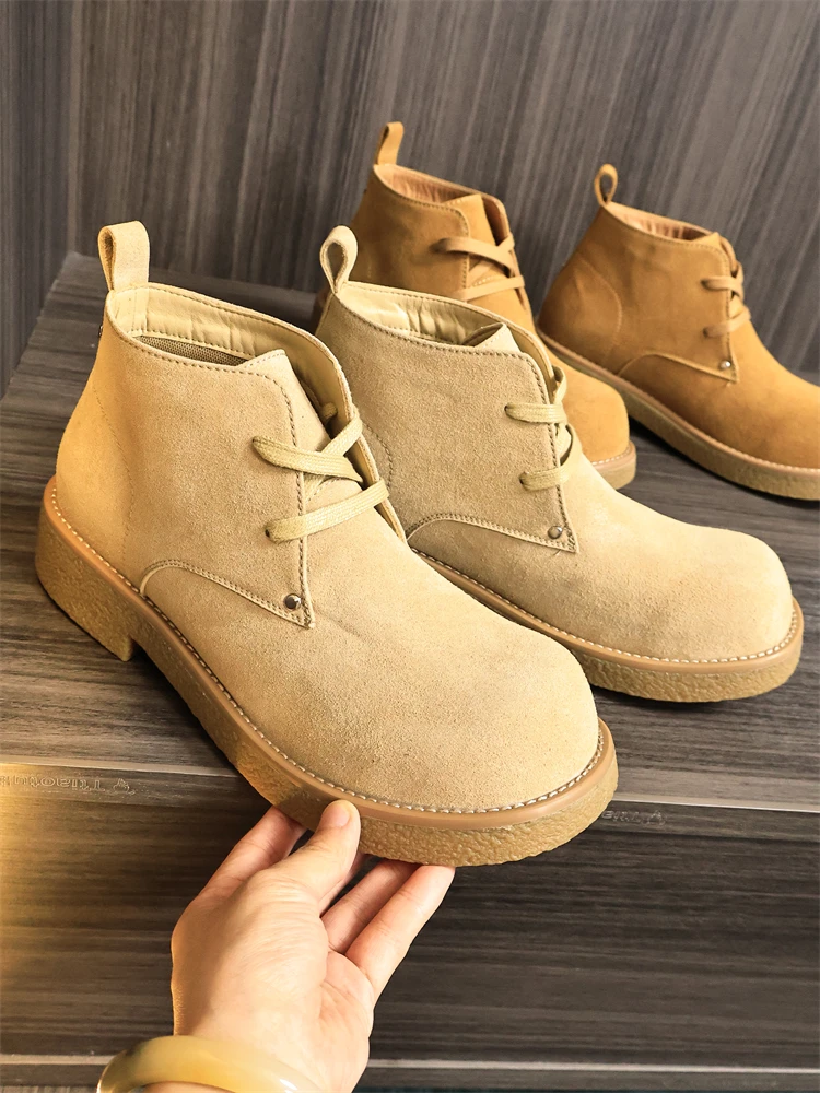 

Retro American Large Head Boots Thi Bot Genuine Leather ort Outdoor Men's Boots Anti-Cold Warm Curling Head