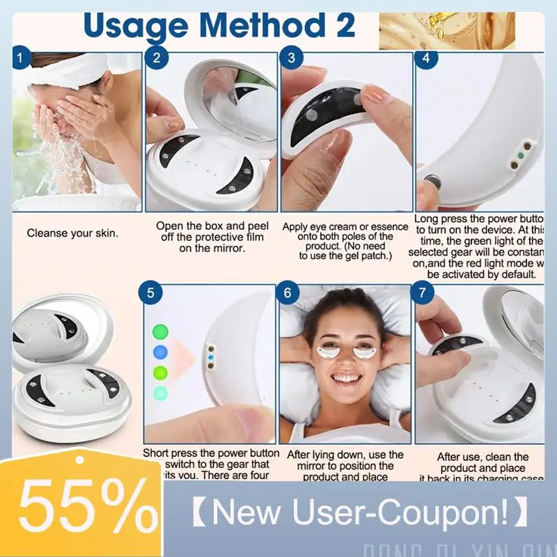 A60T Nieuwe roodlichttherapie oogmassageapparaat met EMS, anti-aging oogzorgapparaat voor het verminderen van donkere kringen en wallen