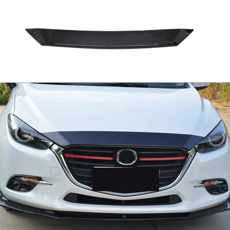 

For Mazda 3 M3 Axela 2017 2018 2019 Front Grille Hood Engine Cover Trim Bug Shields ABS Sequins Sticker carbon fiber look