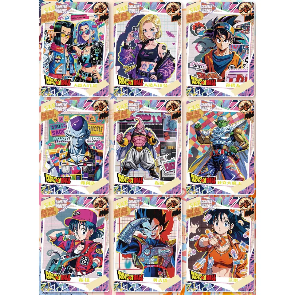新しいドラゴンボールカード光沢のある孫悟空サイヤ人ベジータアニメ