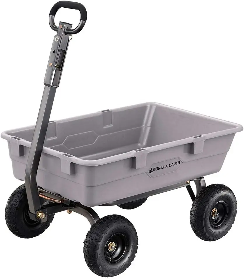 800 Pound Capacity Heavy Duty  Yard Garden Steel Dump Utility Wheelbarrow Wagon Cart with 2-in-1 Towing