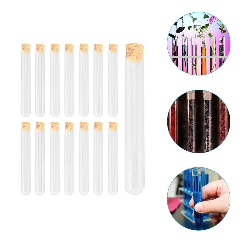 

15 Pcs Tubes Test Propagation Glass Vial with Cork Stoppers Scientific Experiments