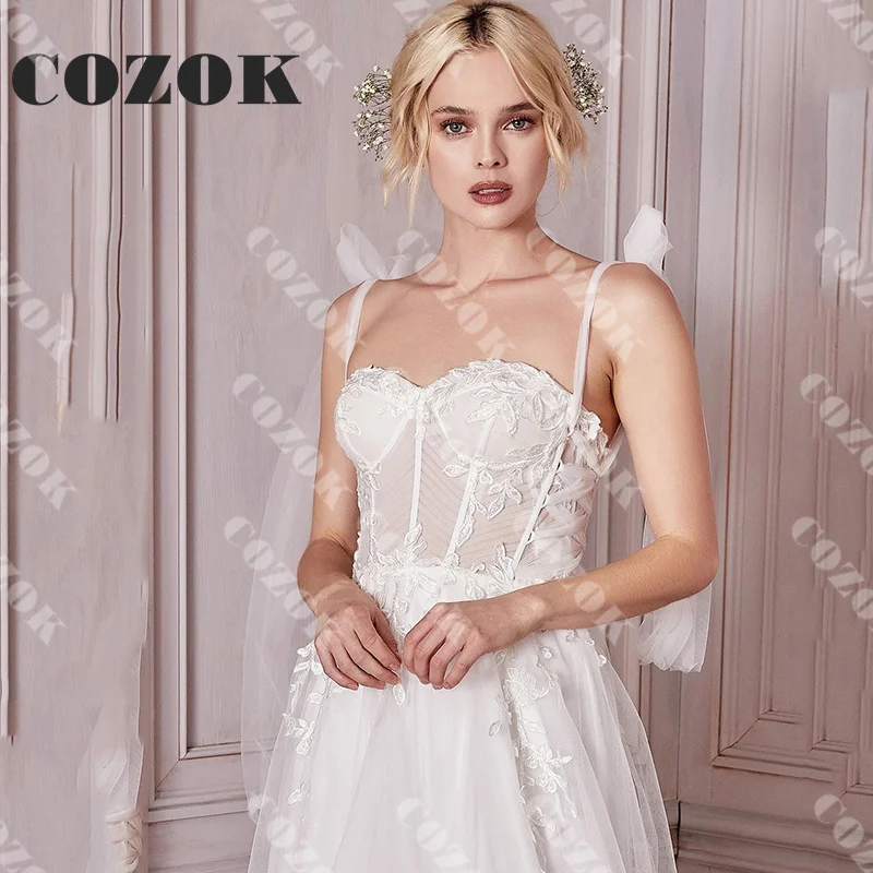 Vestido De Novia De encaje con escote Corazón, traje De Novia con hombros descubiertos, abertura lateral, longitud hasta el suelo, personalizado, Z13M, 2024