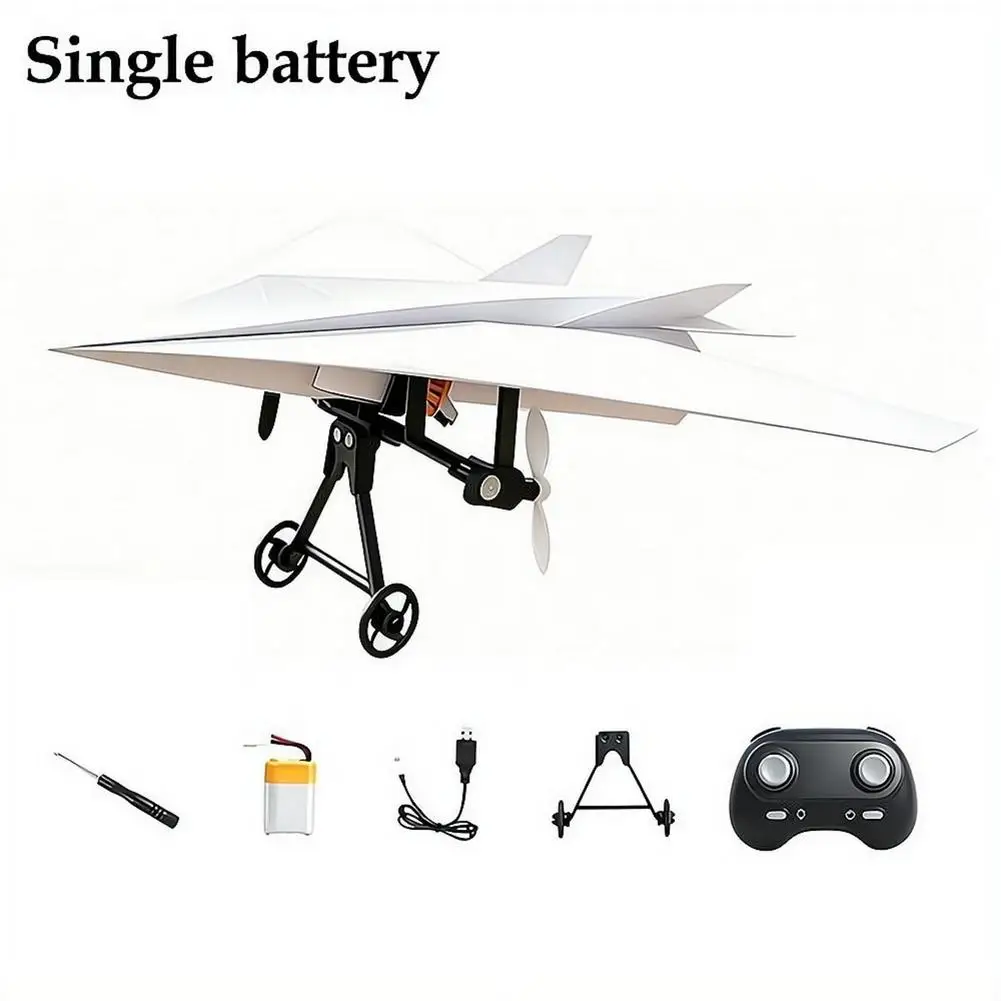 DIY RC Paper Airplane Kit DIY Electric Remote Control Plane with Dual Propellers Lightweight Flying Toy Foldable Stable Flight