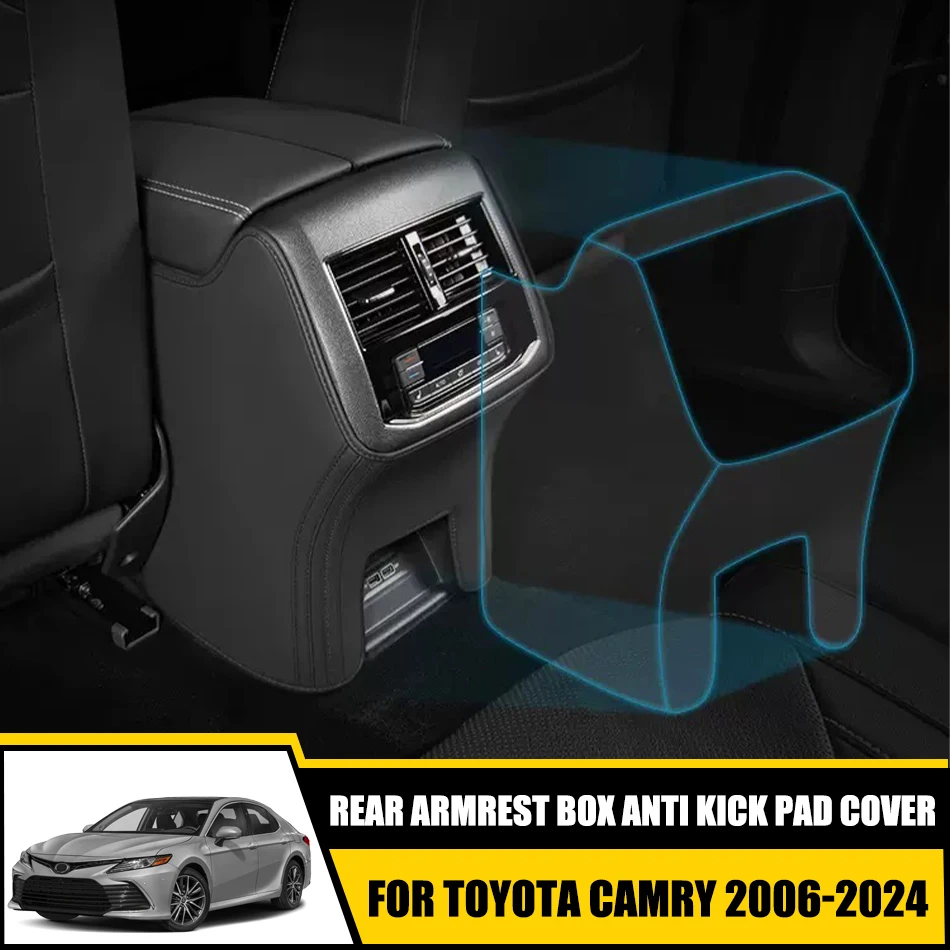 For Toyota Camry 2006 08 11 2012 17 22 23 2024 Car Rear Armrest Box Anti Kick Pad Microfiber Leather Protection Cover Kick Mat