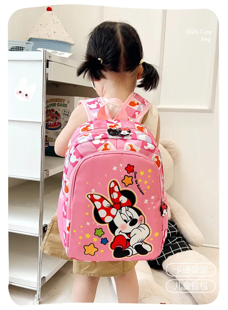 

Mickey Mouse Minnie Child Backpack Cute Cartoon Kindergarten Schoolbag Female Large Capacity Disney Student Backpack
