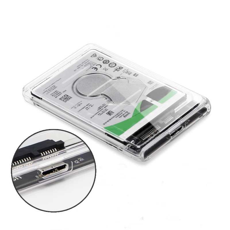 2.5-Inch SATA USB 3.0 Mechanical SSD Transparent Mobile Hard Drive Box Solid State Drive Enclosure for Storage And Data Transfer