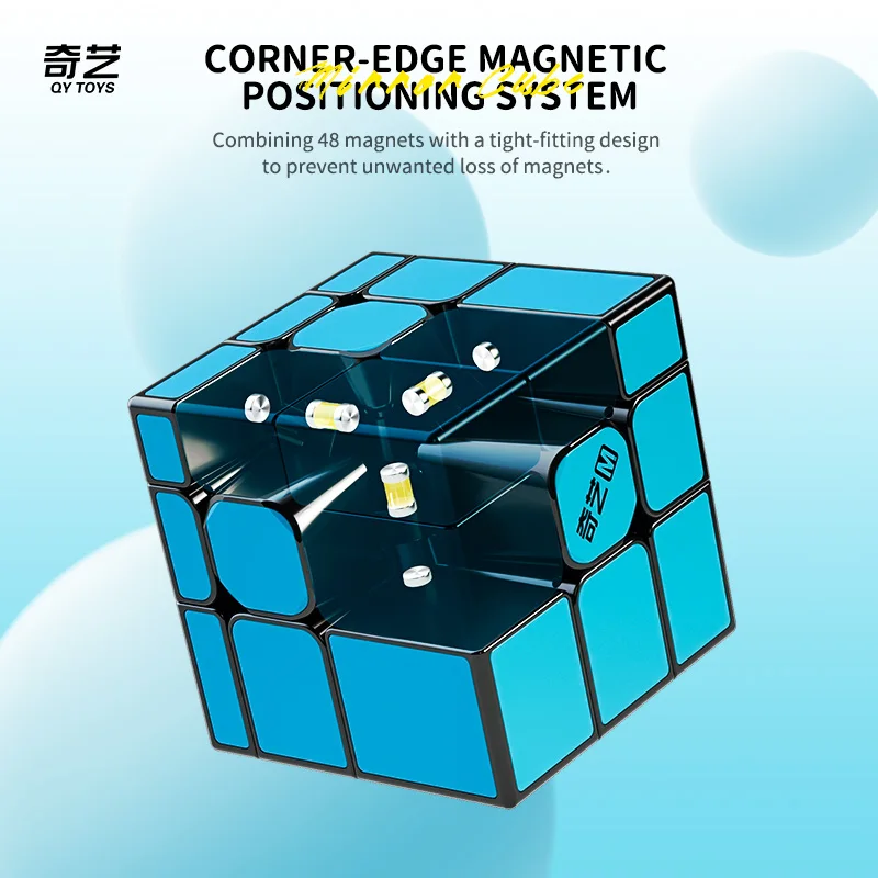 Qiyi pintado espelho de porcelana 3x3 cubo mágico magnético quebra-cabeça velocidade cubo mágico brinquedos para crianças aniversário presentes natal