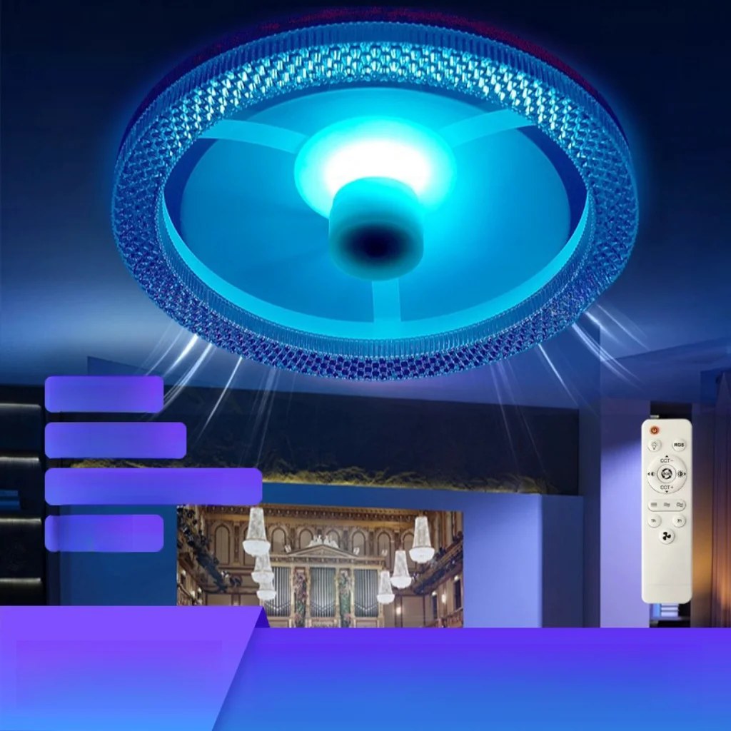 Светодиодные потолочные вентиляторы с цоколем E27/E26, 3000-6500 К, с регулируемой яркостью, 3 скорости, безлопастные вентиляторы, дистанционное управление, современный дизайн для кухни