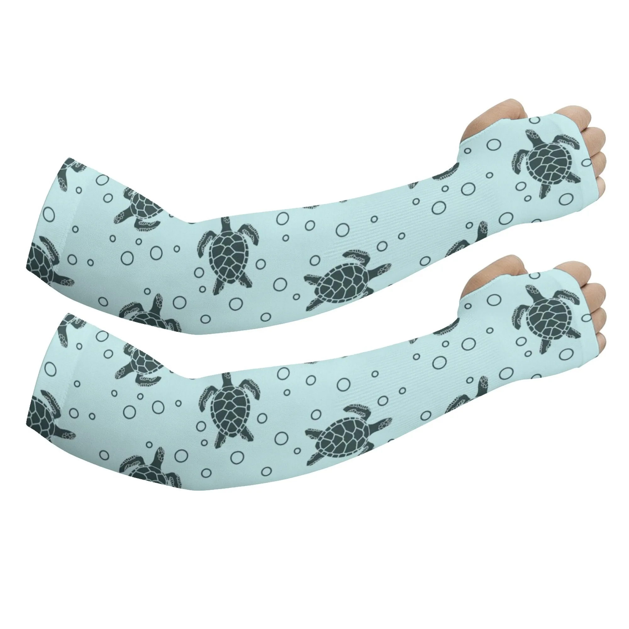 

Cartoon Turtle Print Aarm Sleeves Comfortable Breathable Soft Sleeves for Summer Beach Sports Beach Volleyball Protective Gloves