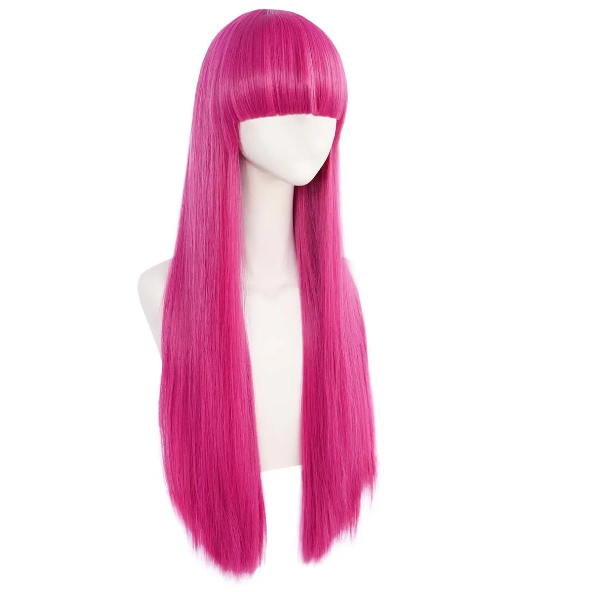 Lolita Wigs Rose Pink Synthetic Long Straight Women Wigs Hot Pink Lolita Cosplay Fluffy Heat Resistant Wig for Daily Party
