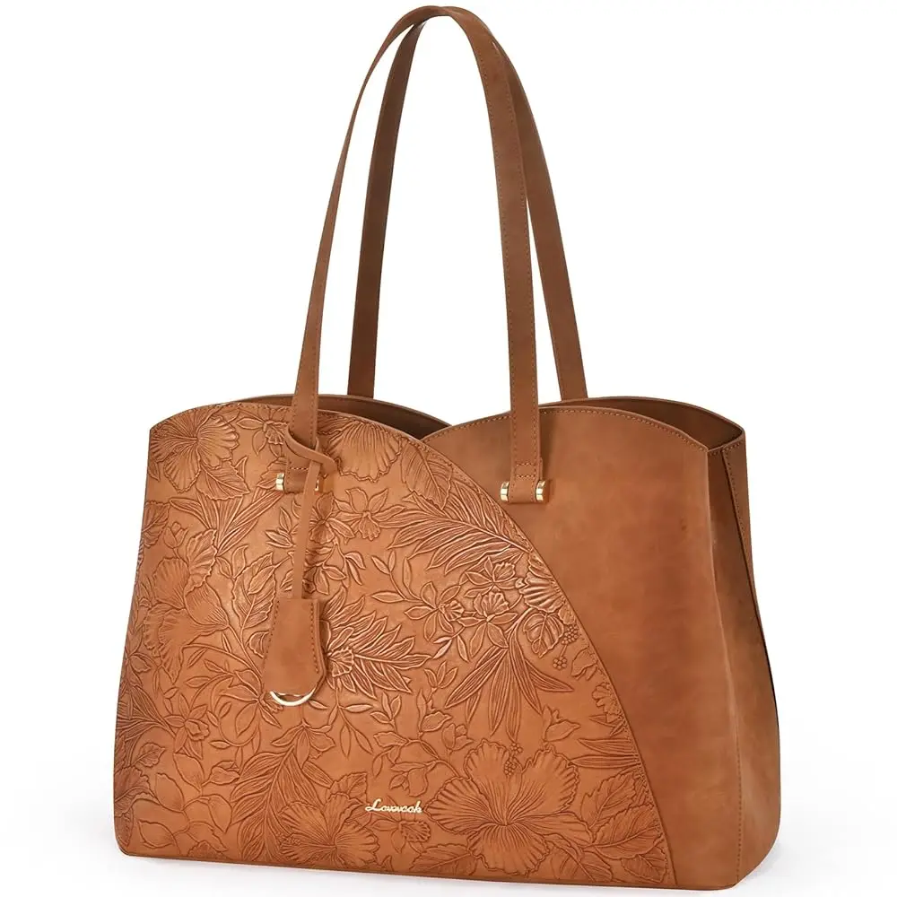 

17.3 Inch Laptop Bag for Women, Teacher Work Tote Bags Laptop Bag, Leather Computer Bag Large Purses Handbag Professional Br