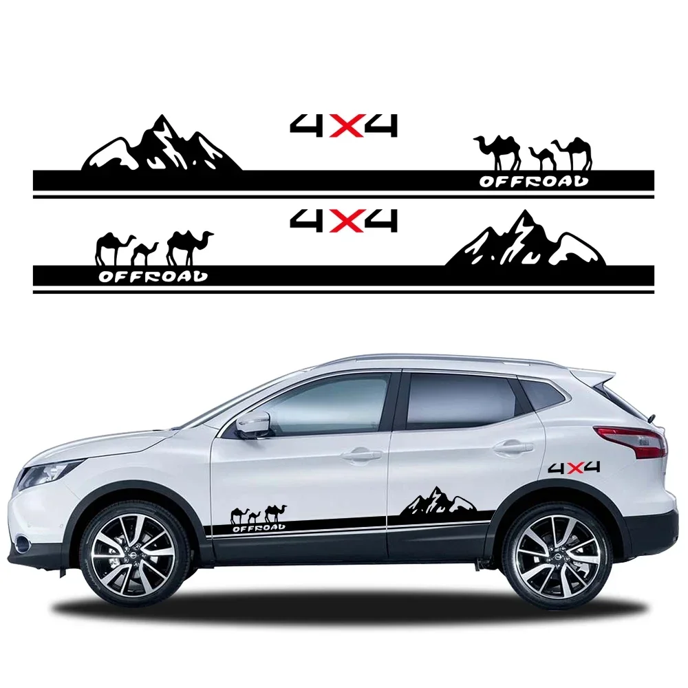 

Наклейки на автомобиль с изображением гор, боковые наклейки, графика 4x4, внедорожник, виниловые аксессуары на заказ для NISSAN Qashqai J11 J12 J10 2010