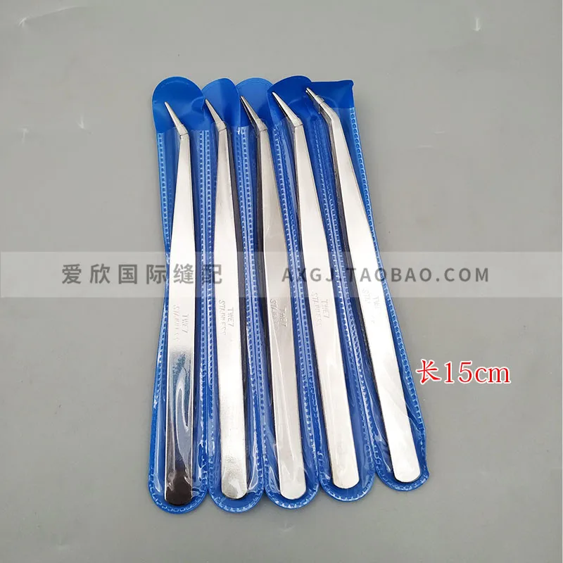 Advanced Stainless Steel Tweezers Straight Bent Tweezers Pointed Pointed End 15cm Long Tweezers Clothing Thread Removal Hai