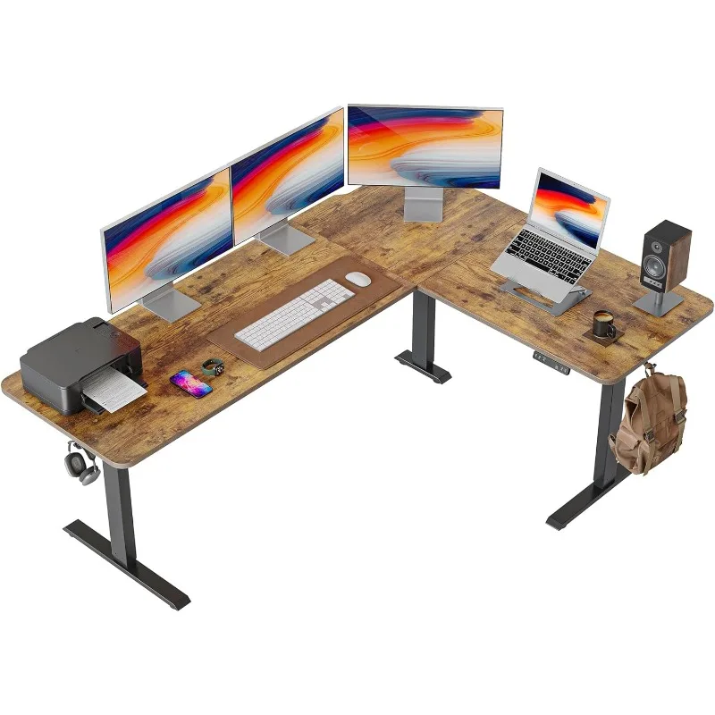 

75 Inches, Supports Over 300lbs, Large L Shaped Standing Desk, Electric Height Adjustable L Shaped Desk, Suitable for Hom
