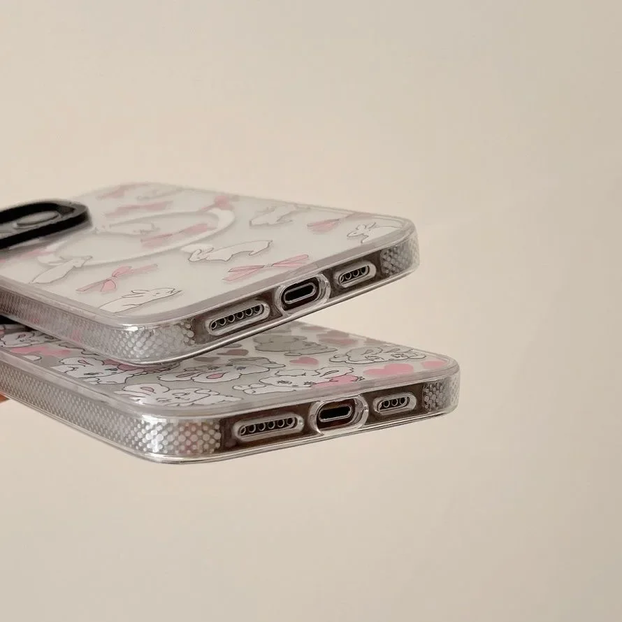 MagSafe Transparent Border Cute Rabbit Phone Case Cover for IPhone 13 14 15 Pro Max Case for IPhone 14 Pro Max